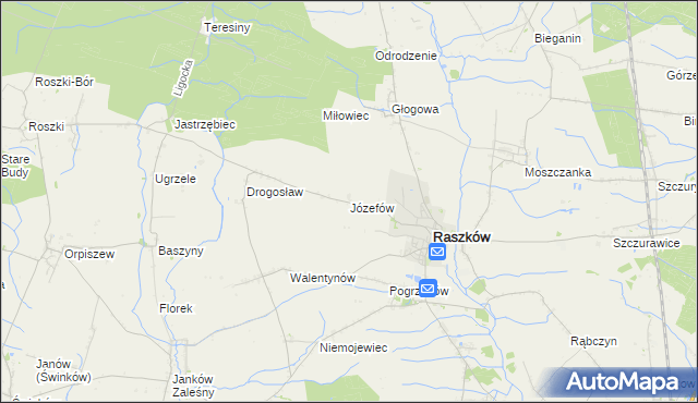 mapa Józefów gmina Raszków, Józefów gmina Raszków na mapie Targeo