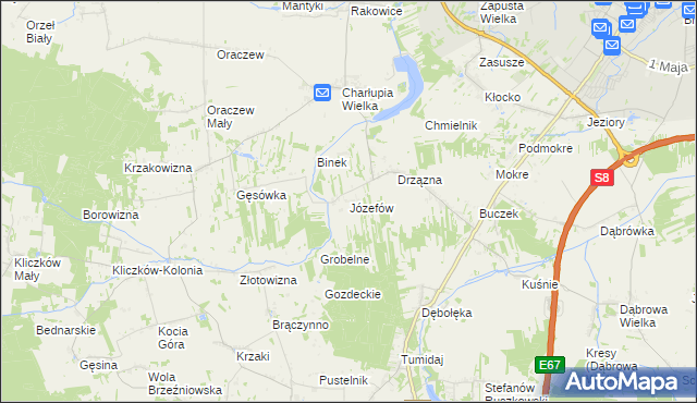 mapa Józefów gmina Wróblew, Józefów gmina Wróblew na mapie Targeo