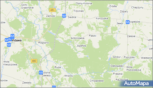 mapa Józefów Widawski, Józefów Widawski na mapie Targeo