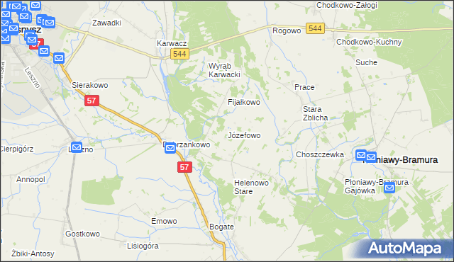 mapa Józefowo gmina Przasnysz, Józefowo gmina Przasnysz na mapie Targeo
