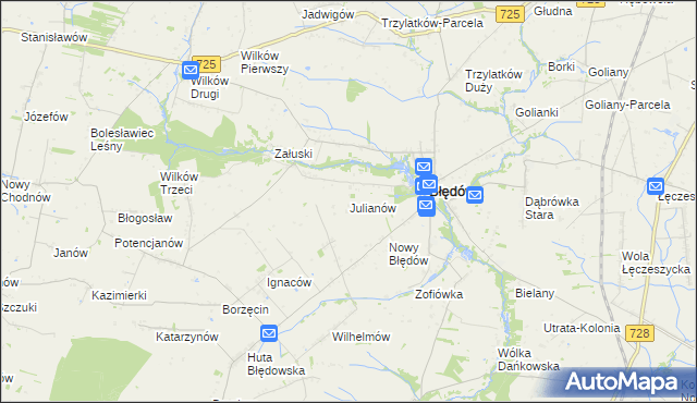 mapa Julianów gmina Błędów, Julianów gmina Błędów na mapie Targeo
