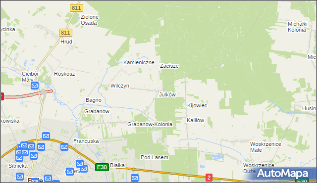 mapa Julków gmina Biała Podlaska, Julków gmina Biała Podlaska na mapie Targeo