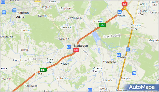 mapa Kajetany, Kajetany na mapie Targeo