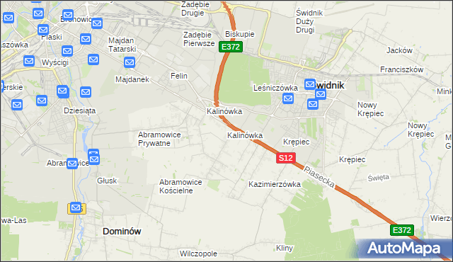 mapa Kalinówka gmina Głusk, Kalinówka gmina Głusk na mapie Targeo