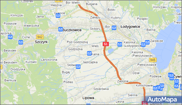 mapa Kalna, Kalna na mapie Targeo