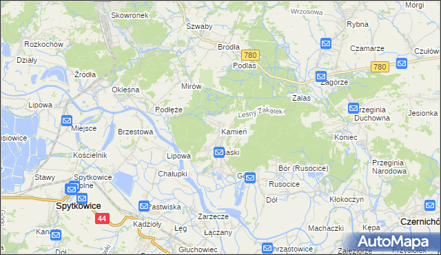 mapa Kamień gmina Czernichów, Kamień gmina Czernichów na mapie Targeo