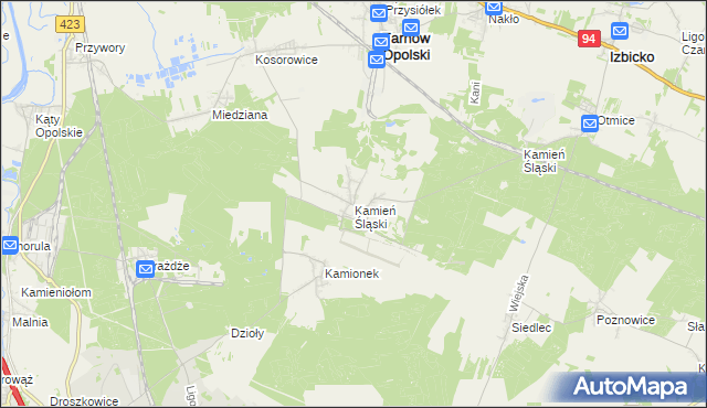 mapa Kamień Śląski, Kamień Śląski na mapie Targeo