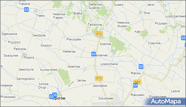 mapa Kamieniec gmina Szczawin Kościelny, Kamieniec gmina Szczawin Kościelny na mapie Targeo