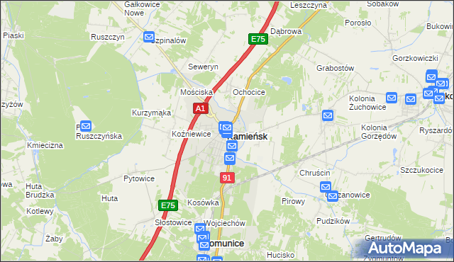 mapa Kamieńsk, Kamieńsk na mapie Targeo