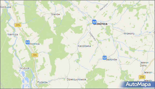 mapa Karczówka gmina Brzeźnica, Karczówka gmina Brzeźnica na mapie Targeo
