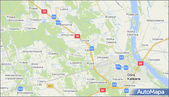 mapa Kąty gmina Góra Kalwaria, Kąty gmina Góra Kalwaria na mapie Targeo