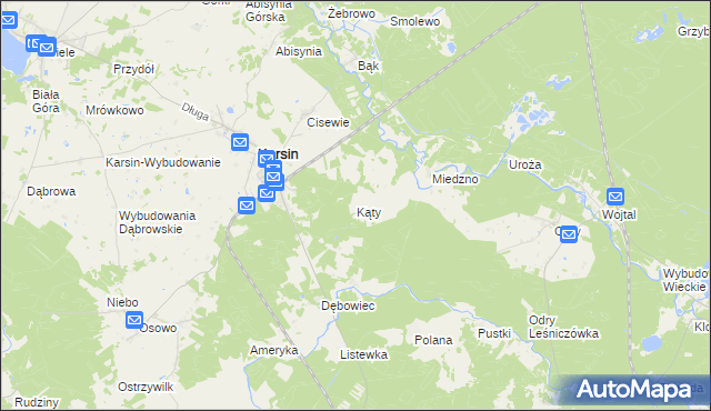 mapa Kąty gmina Karsin, Kąty gmina Karsin na mapie Targeo