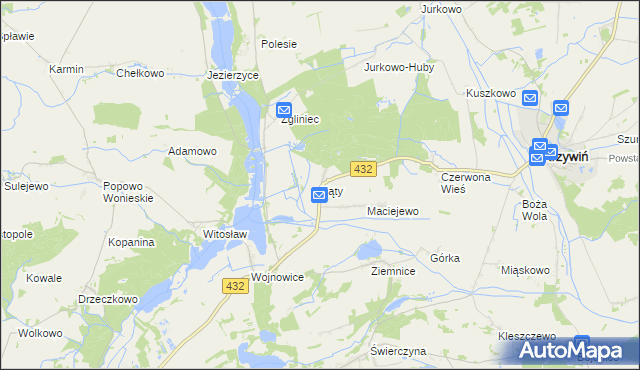 mapa Kąty gmina Osieczna, Kąty gmina Osieczna na mapie Targeo