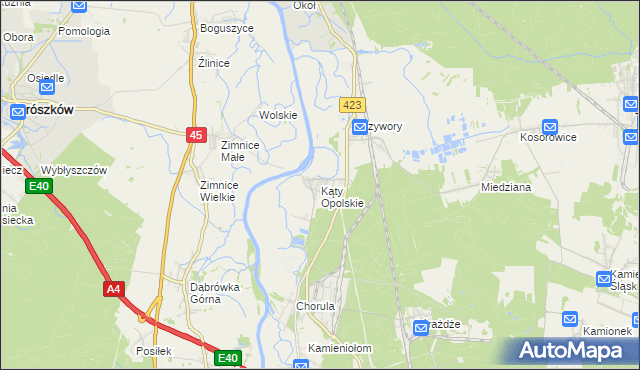 mapa Kąty Opolskie, Kąty Opolskie na mapie Targeo