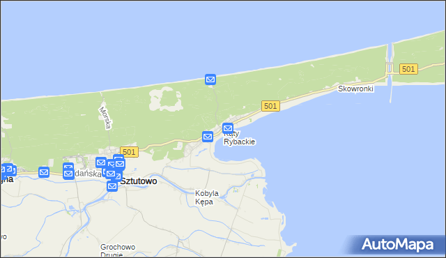 mapa Kąty Rybackie, Kąty Rybackie na mapie Targeo