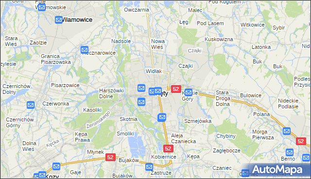 mapa Kęty, Kęty na mapie Targeo