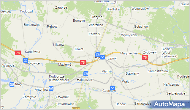 mapa Kije powiat pińczowski, Kije powiat pińczowski na mapie Targeo