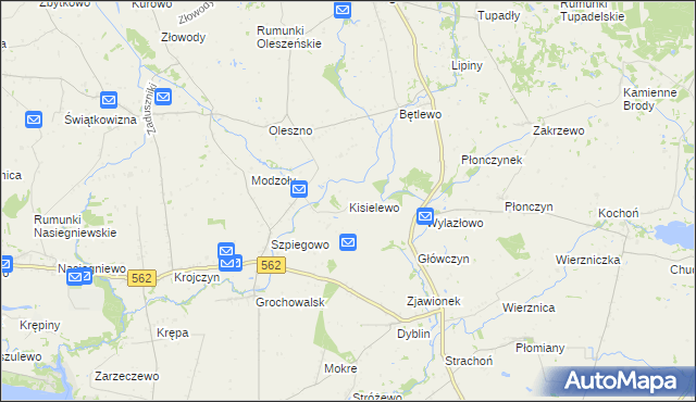 mapa Kisielewo gmina Dobrzyń nad Wisłą, Kisielewo gmina Dobrzyń nad Wisłą na mapie Targeo