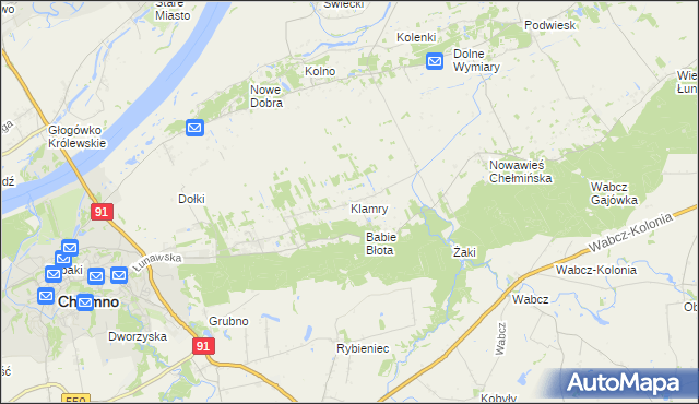 mapa Klamry, Klamry na mapie Targeo