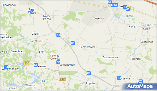 mapa Klementowice, Klementowice na mapie Targeo