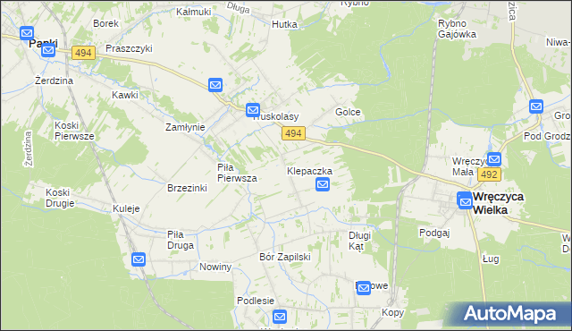 mapa Klepaczka gmina Wręczyca Wielka, Klepaczka gmina Wręczyca Wielka na mapie Targeo