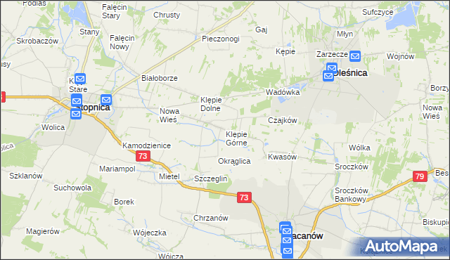 mapa Klępie Górne, Klępie Górne na mapie Targeo