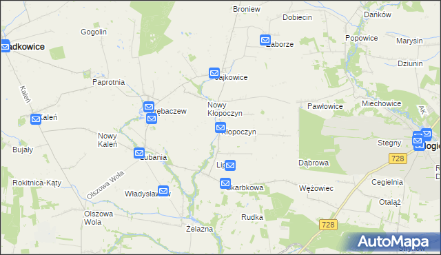 mapa Kłopoczyn, Kłopoczyn na mapie Targeo