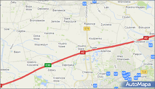 mapa Kłudno Stare, Kłudno Stare na mapie Targeo
