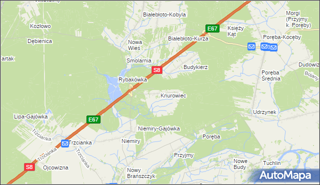 mapa Knurowiec, Knurowiec na mapie Targeo