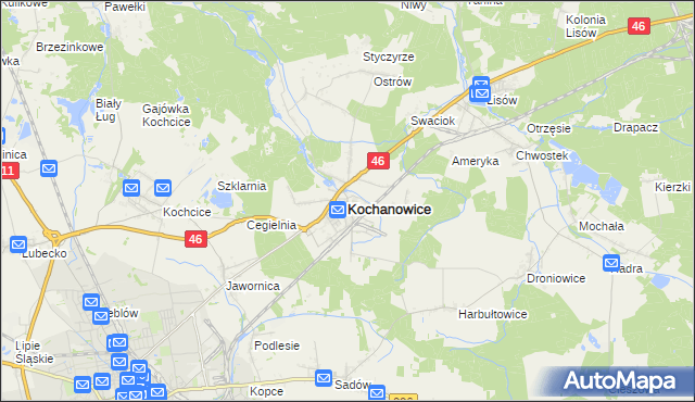 mapa Kochanowice, Kochanowice na mapie Targeo