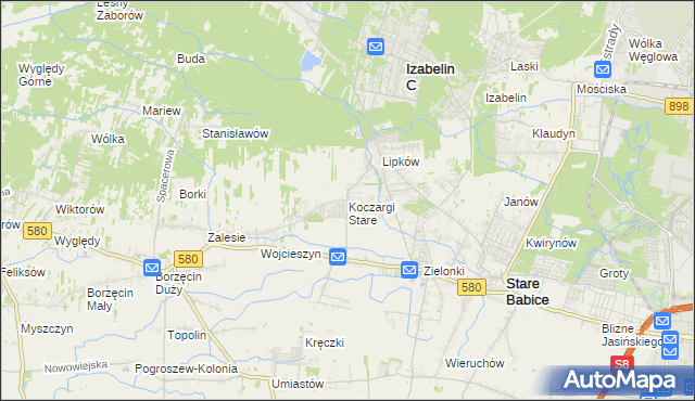 mapa Koczargi Stare, Koczargi Stare na mapie Targeo
