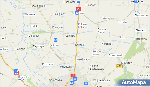 mapa Kokanin, Kokanin na mapie Targeo