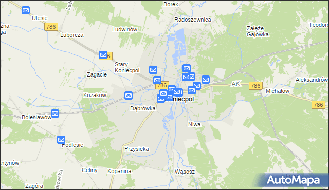 mapa Koniecpol, Koniecpol na mapie Targeo