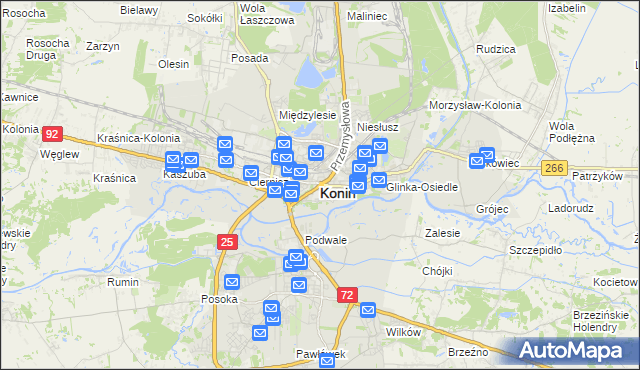mapa Konina, Konin na mapie Targeo