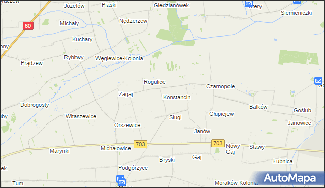 mapa Konstancin gmina Góra Świętej Małgorzaty, Konstancin gmina Góra Świętej Małgorzaty na mapie Targeo