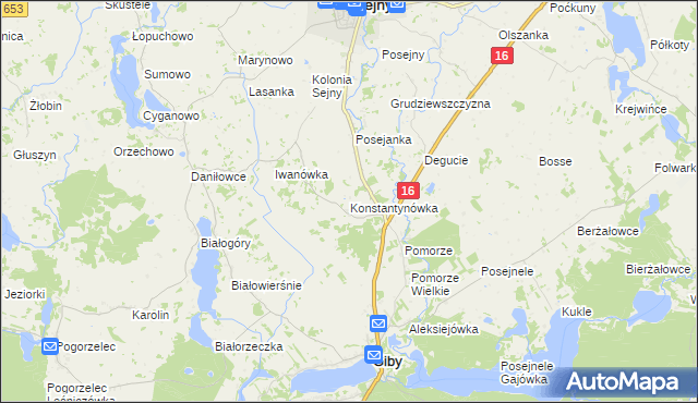 mapa Konstantynówka gmina Giby, Konstantynówka gmina Giby na mapie Targeo
