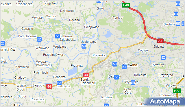 mapa Kopanka gmina Skawina, Kopanka gmina Skawina na mapie Targeo