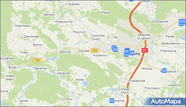 mapa Korzecko, Korzecko na mapie Targeo