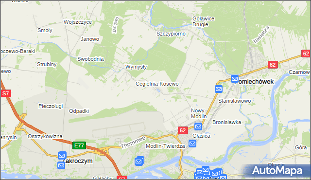 mapa Kosewo gmina Pomiechówek, Kosewo gmina Pomiechówek na mapie Targeo