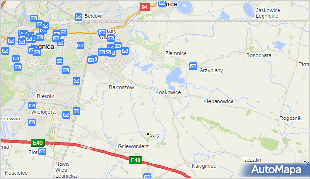 mapa Koskowice, Koskowice na mapie Targeo