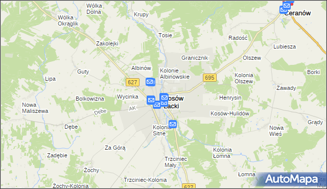 mapa Kosów Lacki, Kosów Lacki na mapie Targeo
