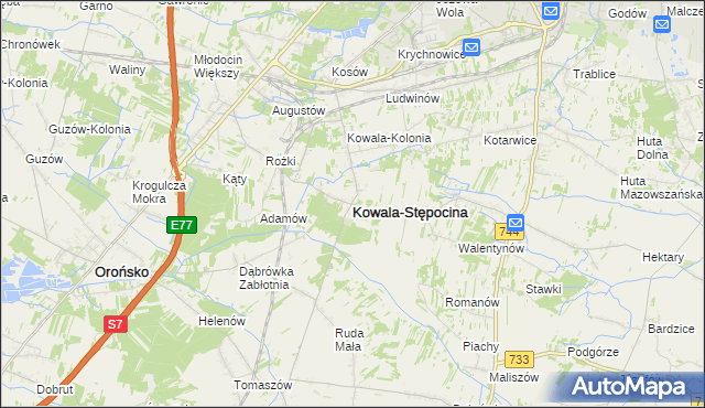mapa Kowala-Stępocina, Kowala-Stępocina na mapie Targeo
