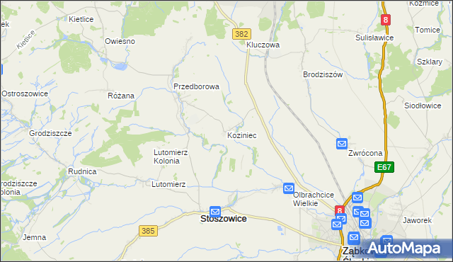 mapa Koziniec gmina Ząbkowice Śląskie, Koziniec gmina Ząbkowice Śląskie na mapie Targeo