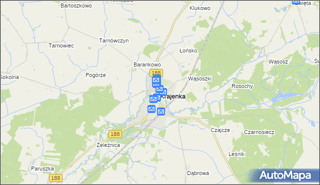mapa Krajenka, Krajenka na mapie Targeo