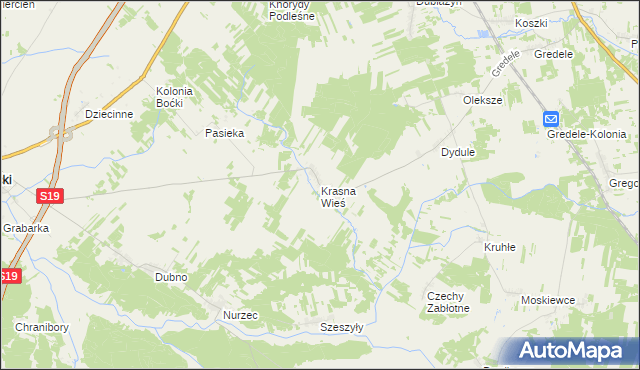 mapa Krasna Wieś, Krasna Wieś na mapie Targeo