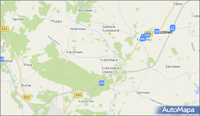 mapa Krasnołąka gmina Działdowo, Krasnołąka gmina Działdowo na mapie Targeo