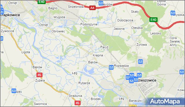 mapa Krępna, Krępna na mapie Targeo