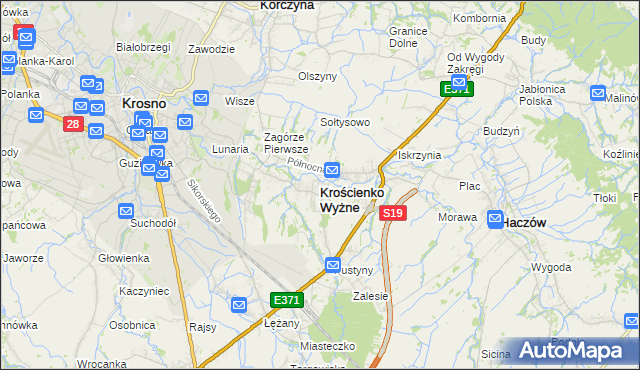mapa Krościenko Wyżne, Krościenko Wyżne na mapie Targeo
