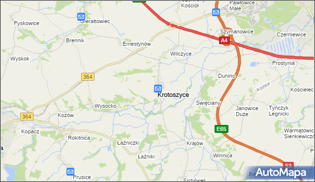 mapa Krotoszyce, Krotoszyce na mapie Targeo