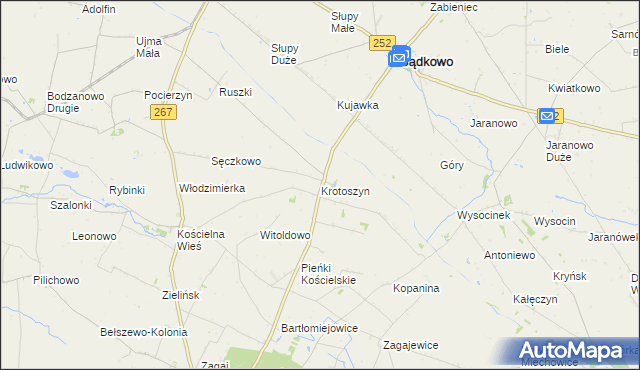 mapa Krotoszyn gmina Osięciny, Krotoszyn gmina Osięciny na mapie Targeo